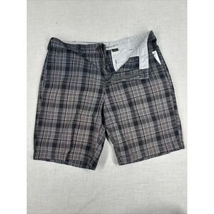 Eddie Bauer Shorts Size 36 Men's Plaid Legend Wash Flat‎ Front Gray Khaki